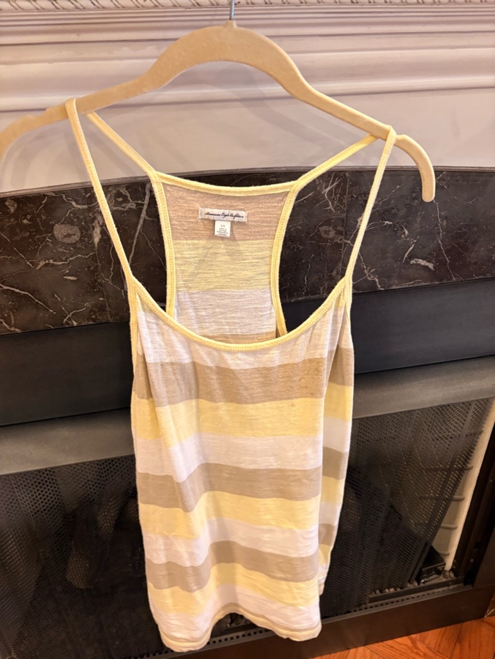American Eagle Outfitters Yellow and Cream Striped Racerback Cami